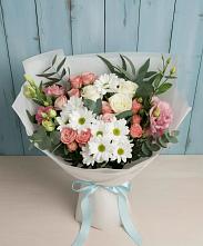 Букет цветов из:  Розы, Лизиантусы и Хризантемы #REPLACE_PRED# Шарыпово