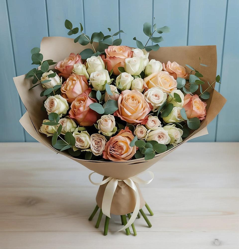 Букет цветов из: Альстромерии и Розы в Шарыпово