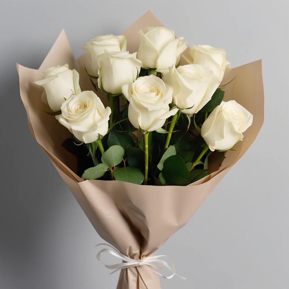 Букет 9 Белых роз Эдлесс Лав в Шарыпово