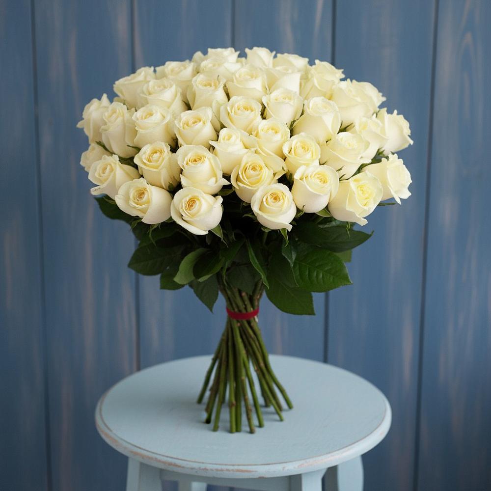 Букет 51 Белая роза Эдлесс Лав в Шарыпово