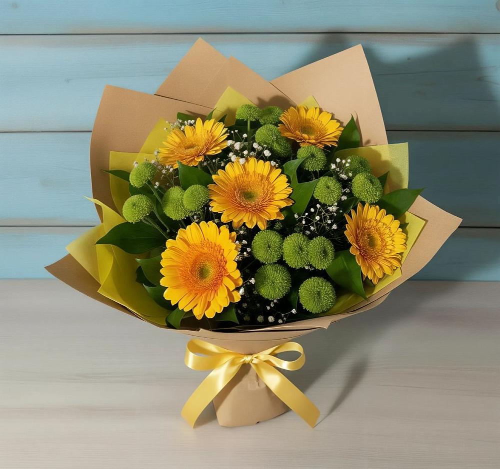 Букет цветов из: Герберы и Хризантемы в Шарыпово