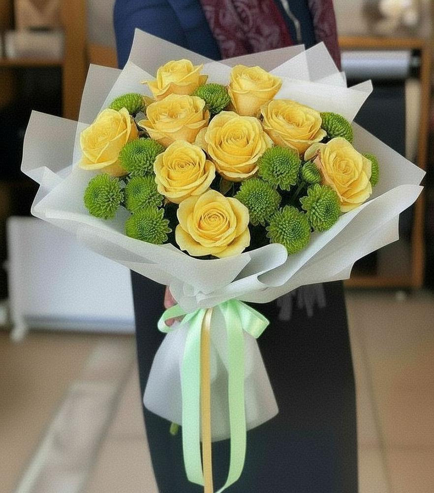 Букет цветов из: Хризантемы и Розы в Шарыпово