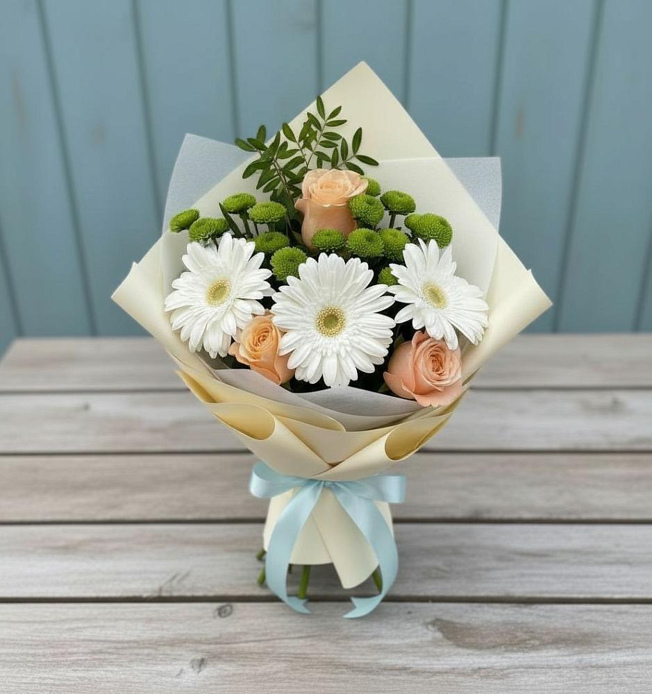 Букет цветов из: Герберы, Розы и Хризантемы в Шарыпово