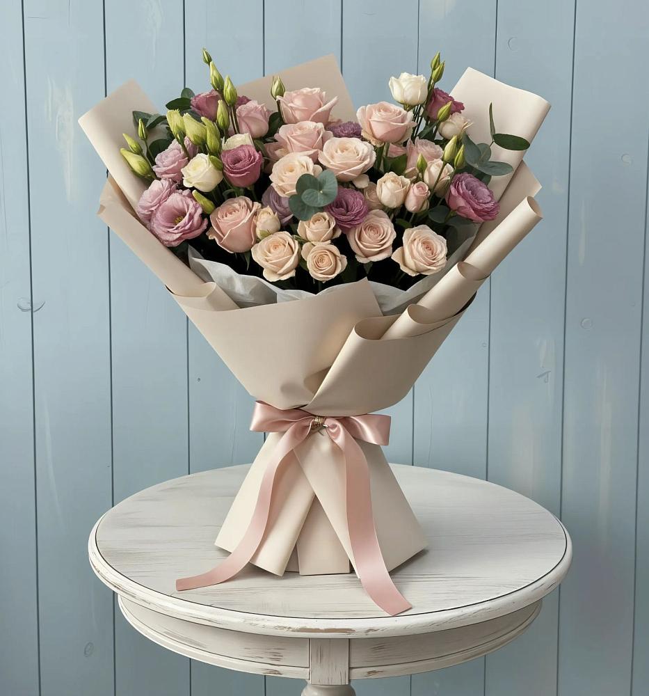 Букет цветов из: Розы и Лизиантусы в Шарыпово