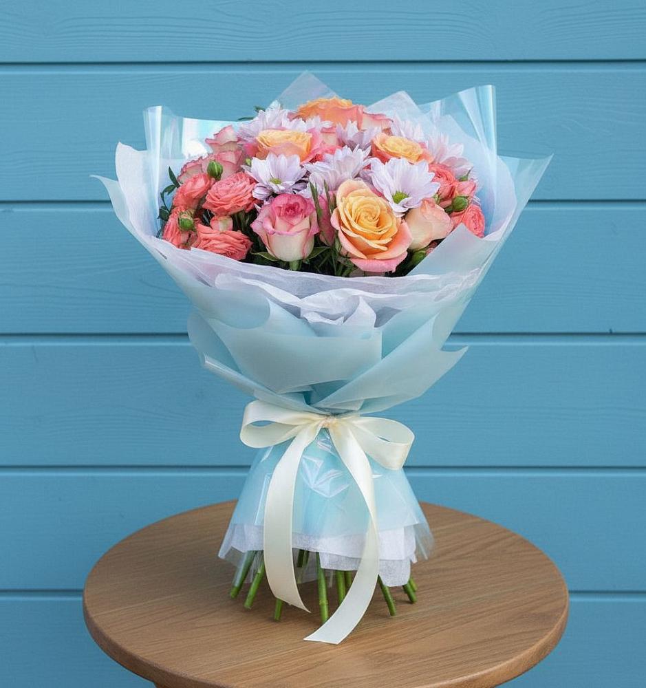 Букет цветов из: Хризантемы и Розы в Шарыпово