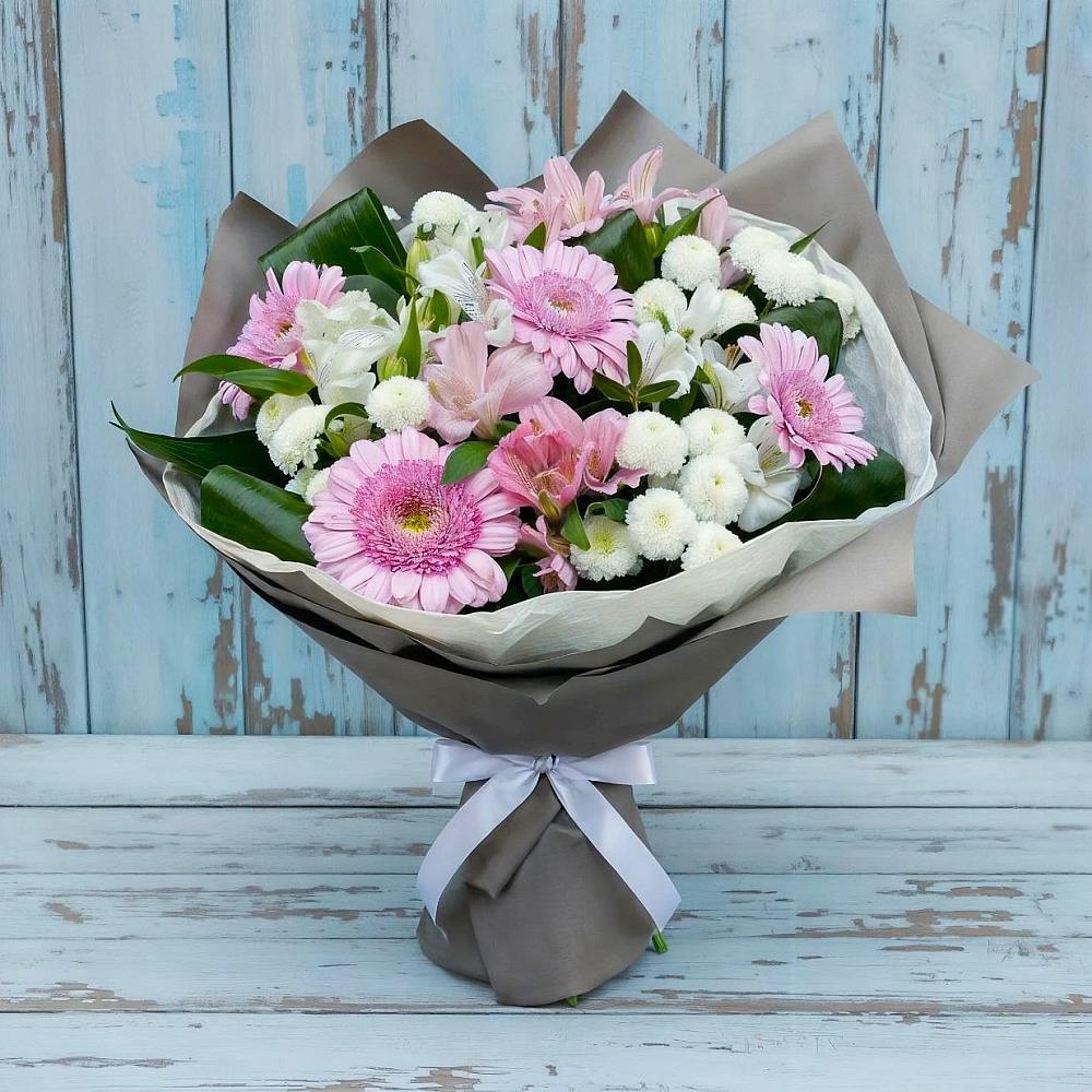 Букет цветов из: Герберы, Альстромерии и Хризантемы в Шарыпово